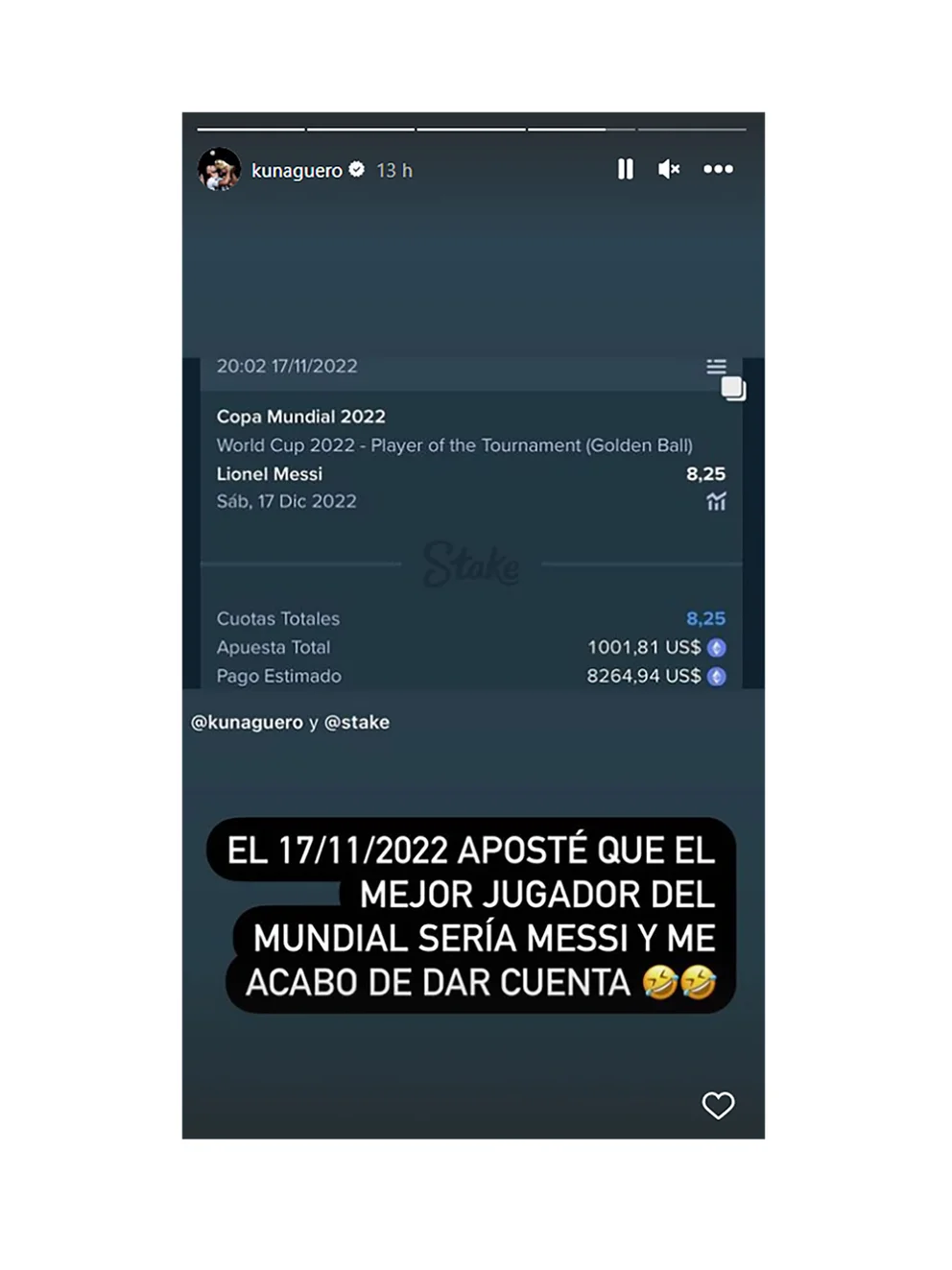 Kun Agüero apostar messi